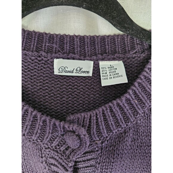 Vintage David Loren Womens L Cardigan Purple Floral Embroidered Grandma Sweater - Picture 2 of 9